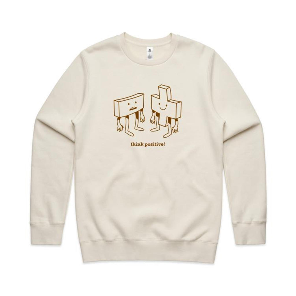 Think Positive, Maths - AS Colour Stencil Crew Sweatshirt Ecru Sweatshirt Maths Positivity Printed In Australia