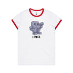 I Rock - Women's Ringer Tee White Red Womens Ringer T-shirt Music Printed In Australia