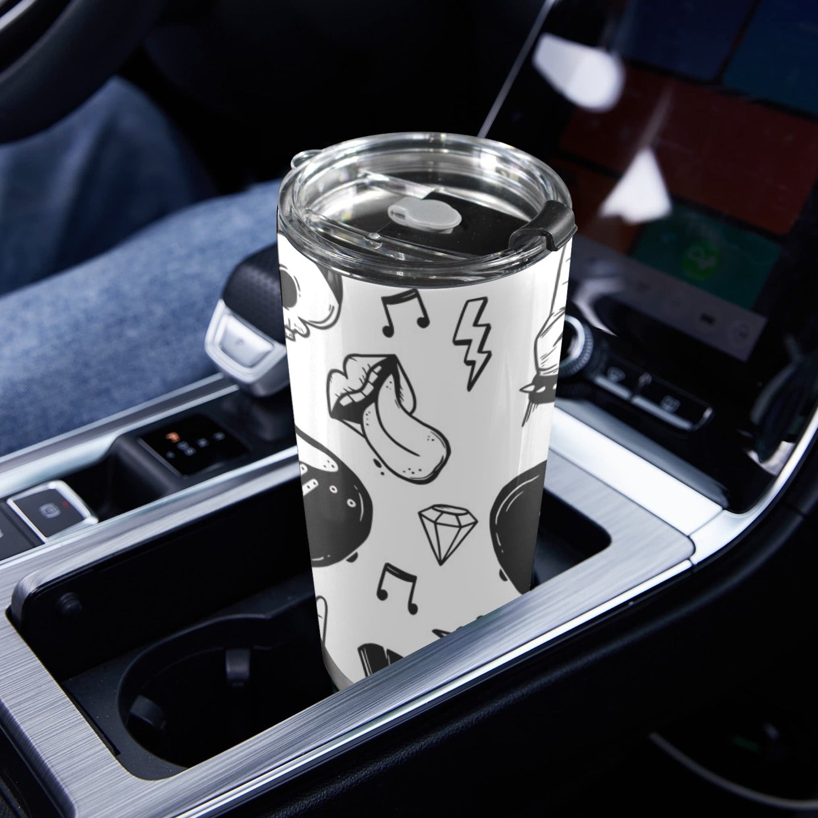 Rock Music - 20oz Mobile Tumbler with Lid (Black Lock) 20oz Travel Mug Music Printed Offshore