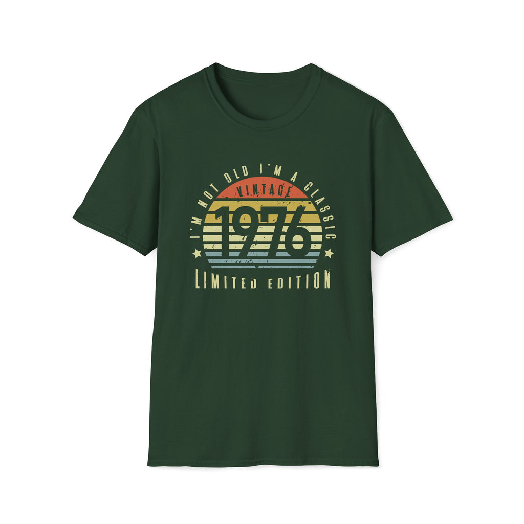 Turning 50, Vintage 1976 Unisex Softstyle T-Shirt Forest Green Unisex Adult T-shirt Australian Printer Birthday Retro
