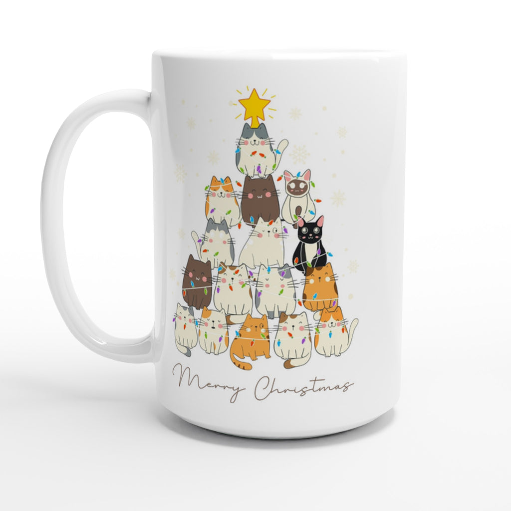 Cats Merry Christmas - White 15oz Ceramic Mug Default Title Christmas 15oz Mug Christmas Globally Fulfilled
