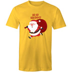 Ho Ho Holidays, Santa, Christmas - Mens T-Shirt Yellow Mens Christmas T-shirt Christmas Printed In Australia