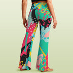 Bright Abstract High Waist Crossover Tummy Control Flare Leggings High Waist Flare Leggings Printed Offshore
