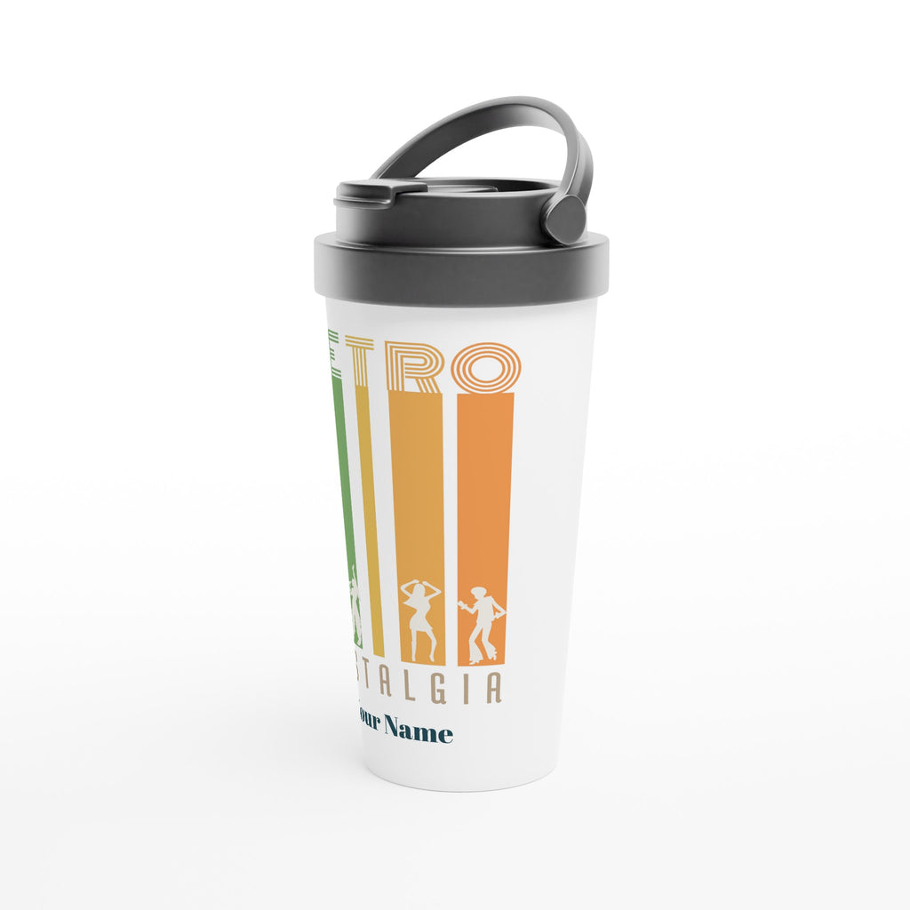 Personalised - Retro Nostalgia - White 15oz Stainless Steel Travel Mug Personalised Travel Mug Customise Globally Fulfilled Personalise Retro