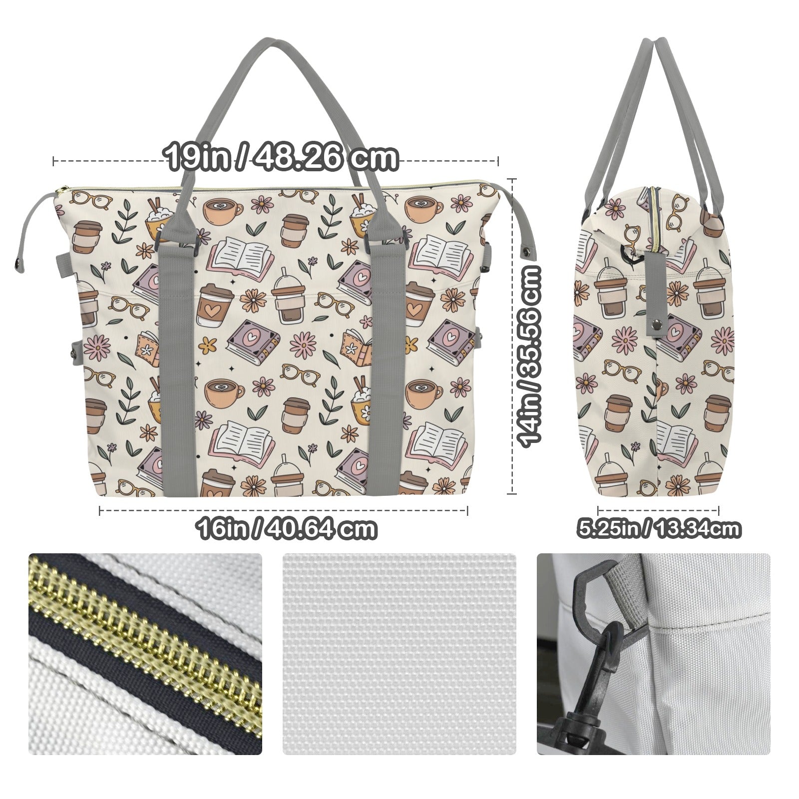 Books And Coffee Duffle Bag-Simple (Model 1715) Duffle Bag-Simple (1715)
