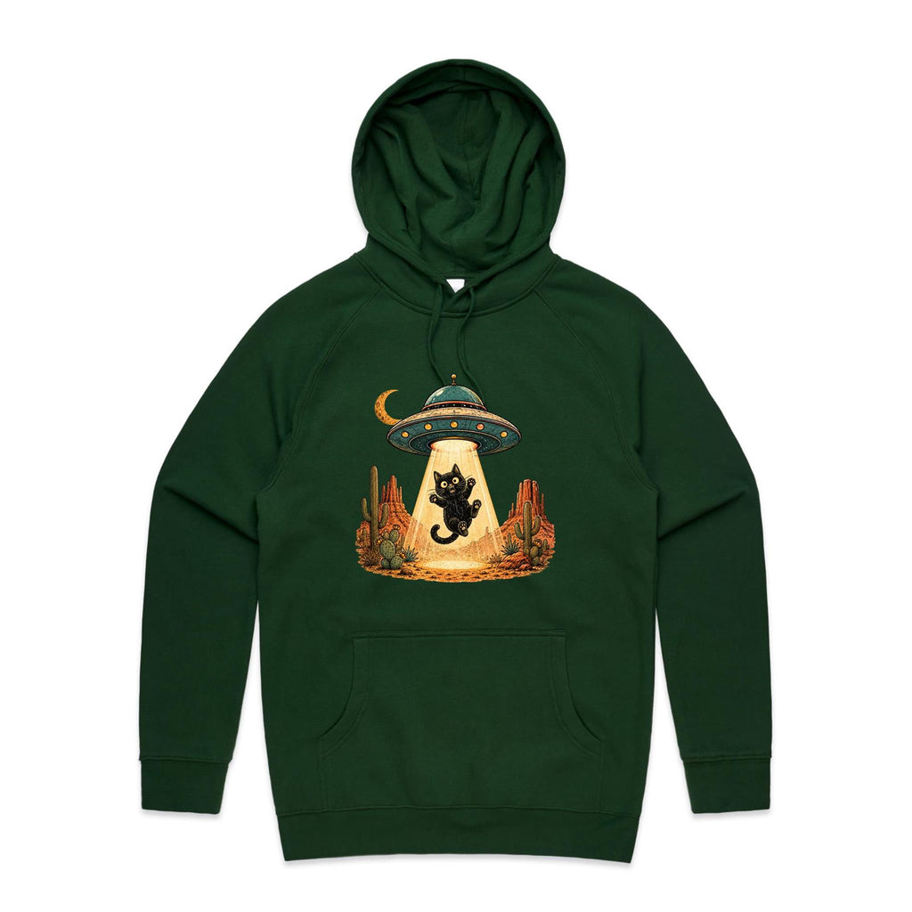 Black Cat Alien UFO Abduction Men's AS Colour Hoodie