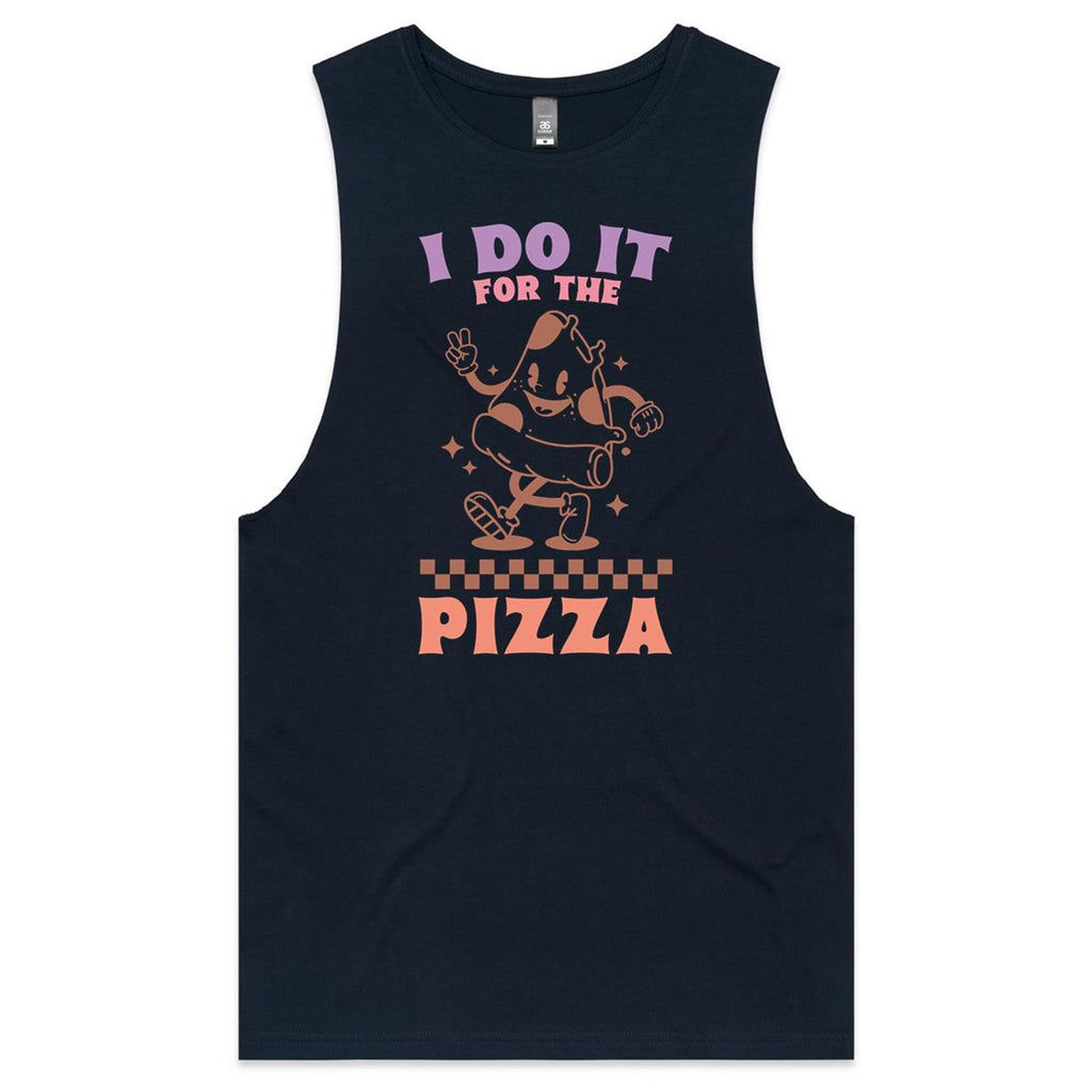 I Do It For The Pizza - Tank Top Tee Navy Drop Arm Tank Top Fitness Printed In Australia