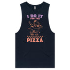I Do It For The Pizza - Tank Top Tee Navy Drop Arm Tank Top Fitness Printed In Australia