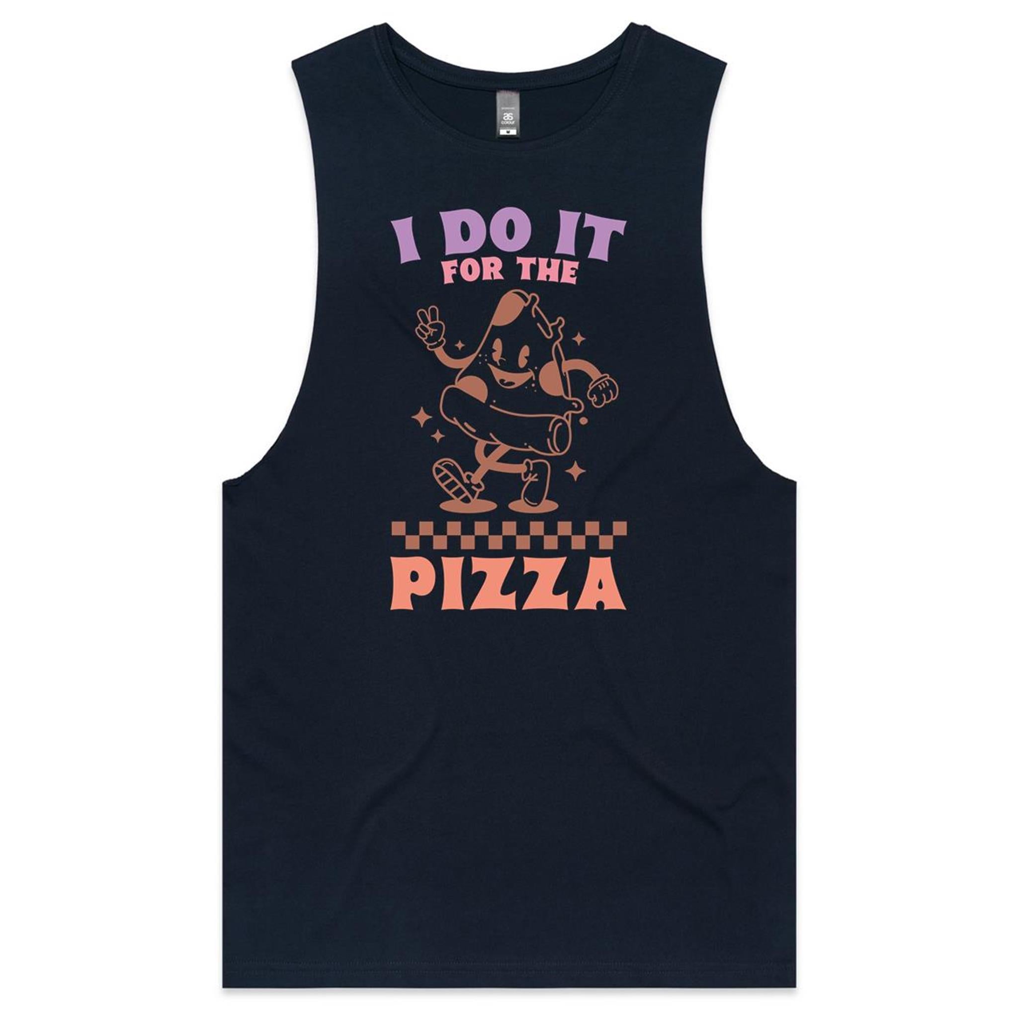 I Do It For The Pizza - Tank Top Tee Navy Drop Arm Tank Top Fitness Printed In Australia