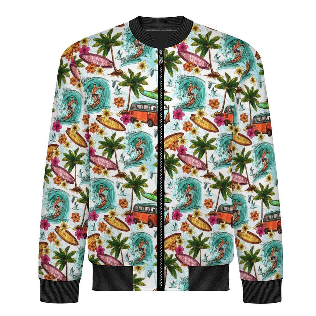 Surfing Safari Men's Casual Zip‑Up Bomber Jacket