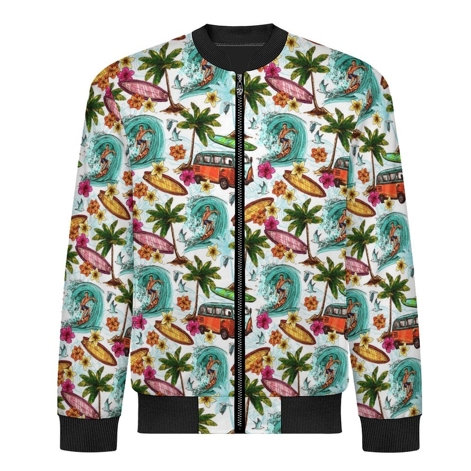 Surfing Safari Men's Casual Zip‑Up Bomber Jacket