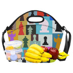 Colourful Chess Neoprene Lunch Bag/Large (Model 1669) Neoprene Lunch Bag Chess Games Printed Offshore