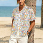 Boho Flowers And Leaves Men's Crinkle Hawaiian Shirt