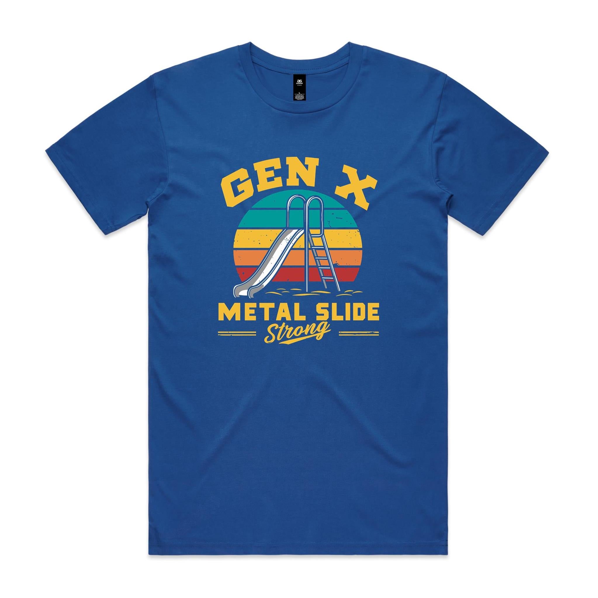 Gen X, Metal Slide Strong - Mens T-shirt Bright Royal Mens T-shirt Printed In Australia