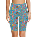 Doughnuts On Blue Women's Bike Shorts With Side Pockets