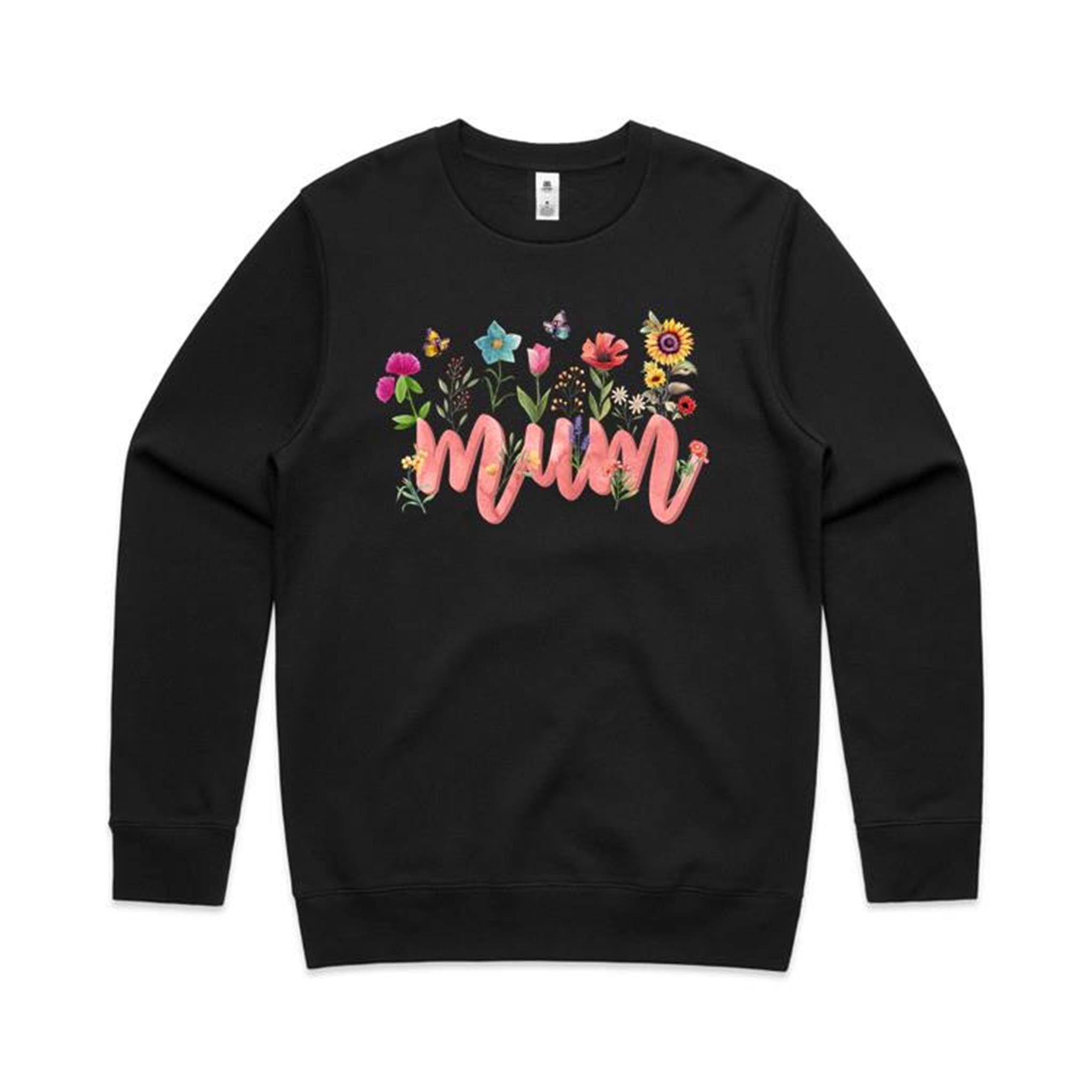 Mum, Flowers And Butterflies - As Colour Sweatshirt