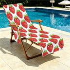 Strawberry Characters Beach Chair Towel Cover with Side Pockets