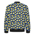 Rubber Ducks On Dark Men's Casual Zip‑Up Bomber Jacket