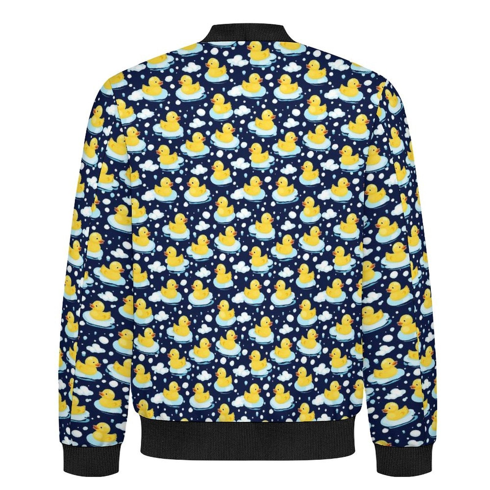 Rubber Ducks On Dark Men's Casual Zip‑Up Bomber Jacket