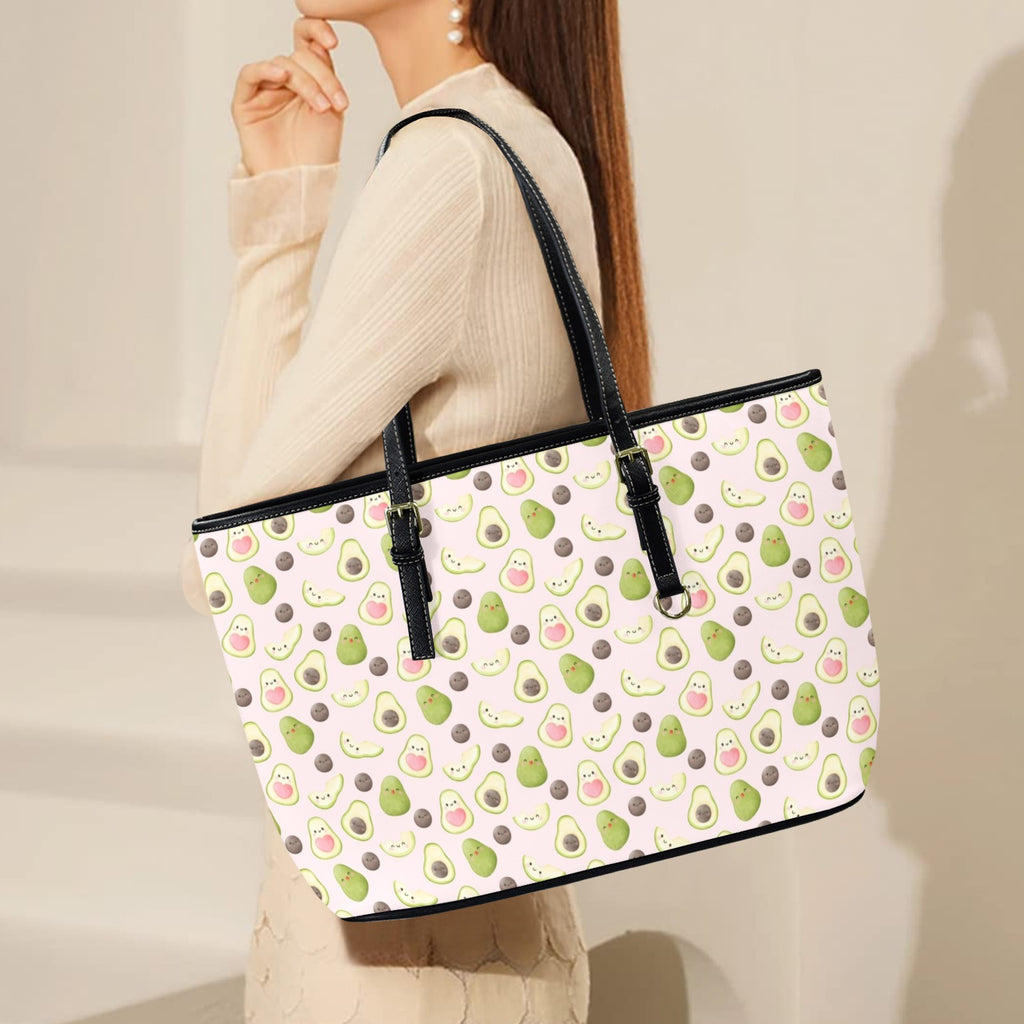 Avocado Love PU Leather Tote Bag Large Leather Tote Bag-Large Food Printed Offshore