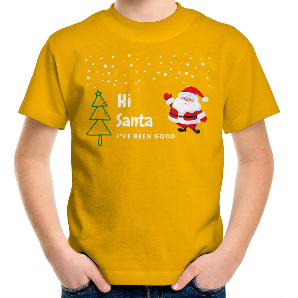 Hi Santa, I've Been Good - Kids Youth T-Shirt Gold Kids Christmas T-shirt Christmas Printed In Australia