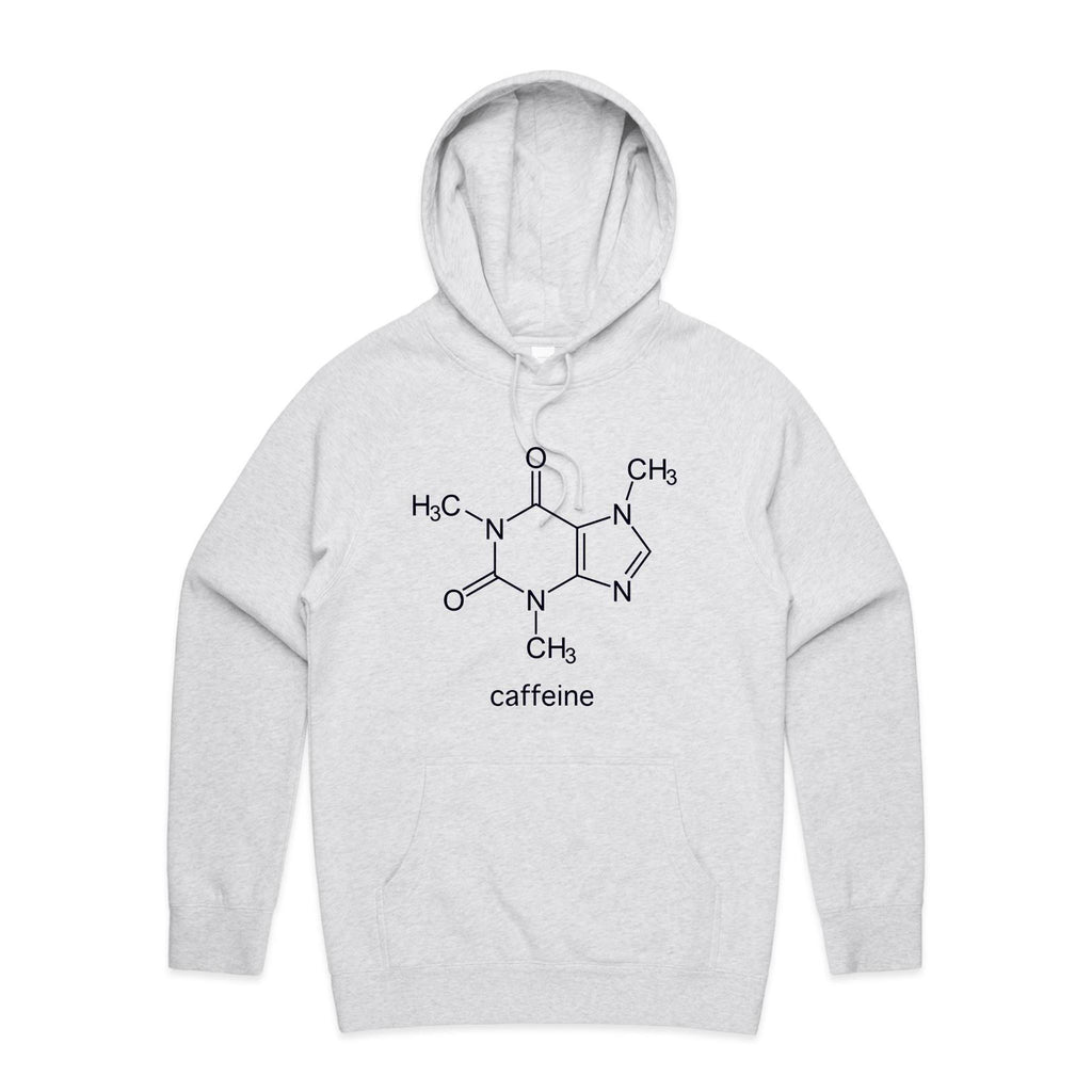 Caffeine Molecule - Mens Hoodie White Marle Mens Hoodie Coffee Printed In Australia Science