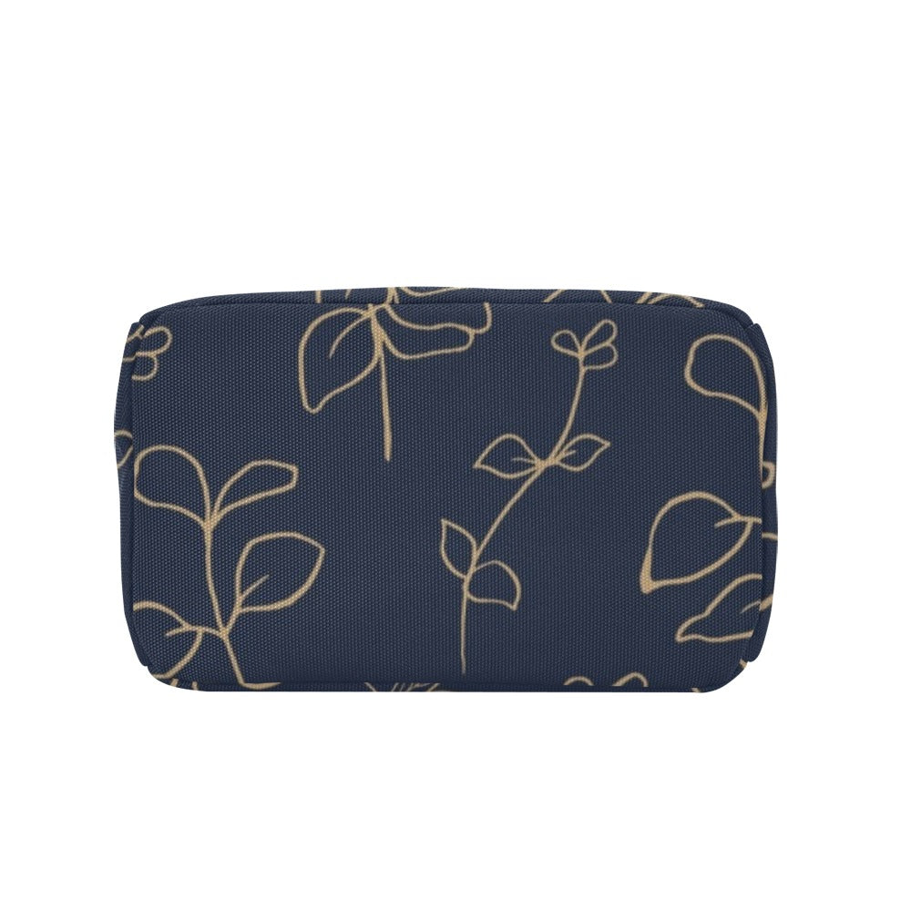 Gold Flowers On Navy Zipper Lunch Bag Zipper Lunch Bag Printed Offshore