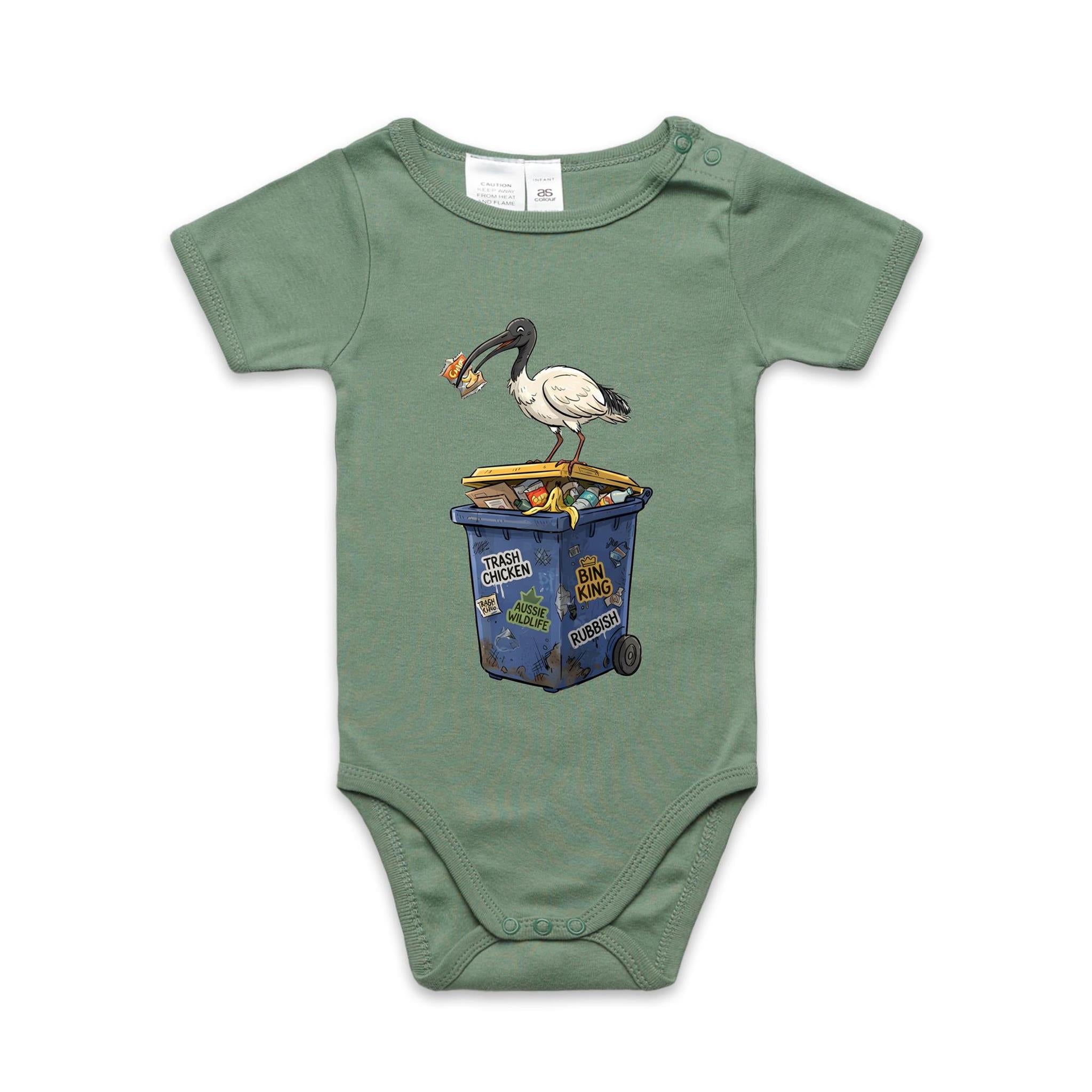 Bin Chicken Australian Ibis AS Colour Baby Bodysuit