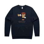 Even My Coffee Needs Coffee - AS Colour Stencil Crew Sweatshirt Navy Sweatshirt Coffee Printed In Australia