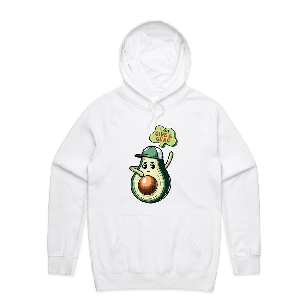 I Don't Give A Quac, Avocado - Mens Hoodie White Mens Hoodie Food Printed In Australia