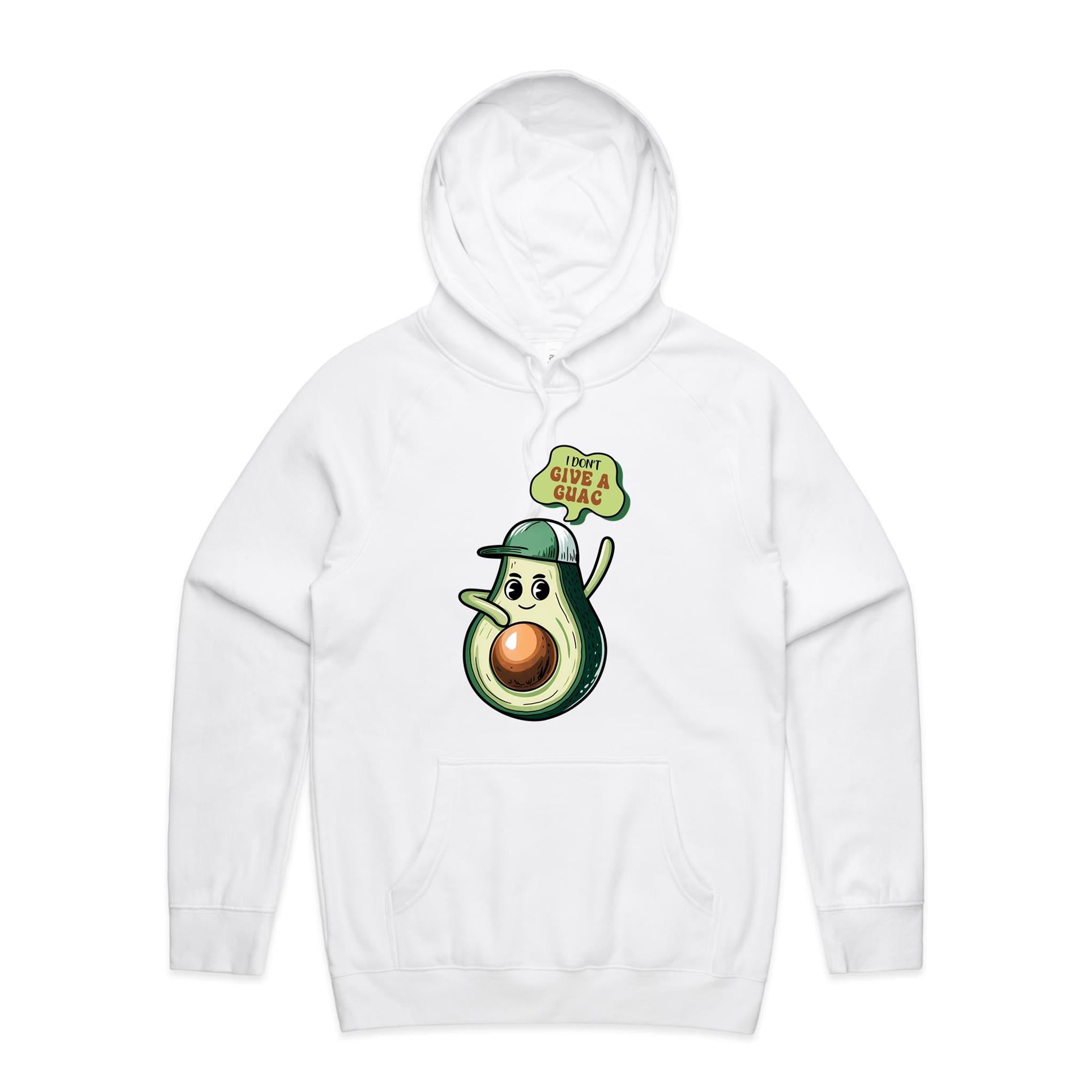 I Don't Give A Quac, Avocado - Mens Hoodie White Mens Hoodie Food Printed In Australia