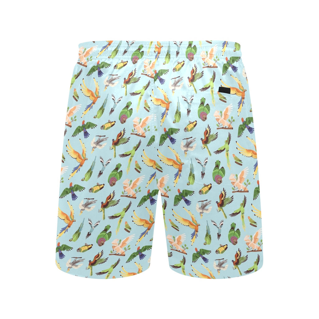 Parrots Men's Mid-Length Beach Shorts Men's Mid-Length Beach Shorts animal Birds Printed Offshore