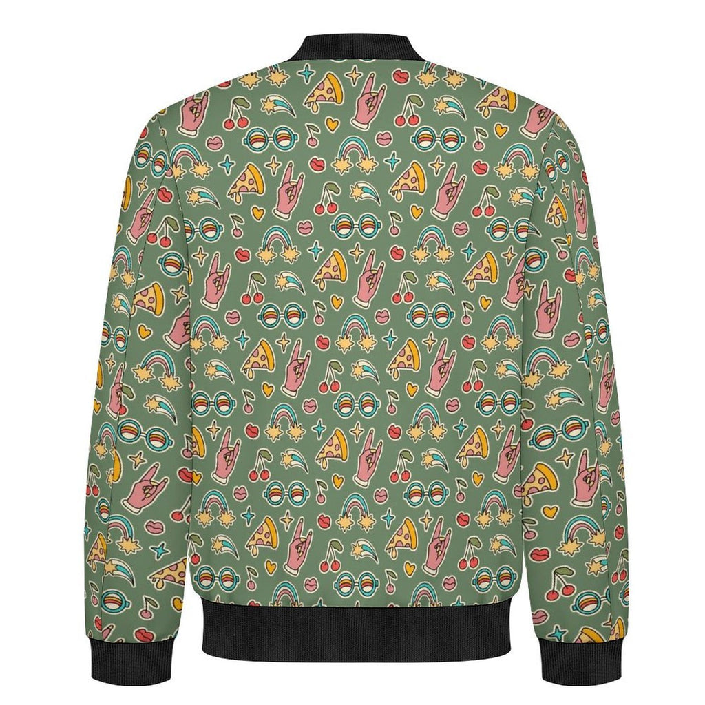 Groovy Retro Men's Casual Zip‑Up Bomber Jacket