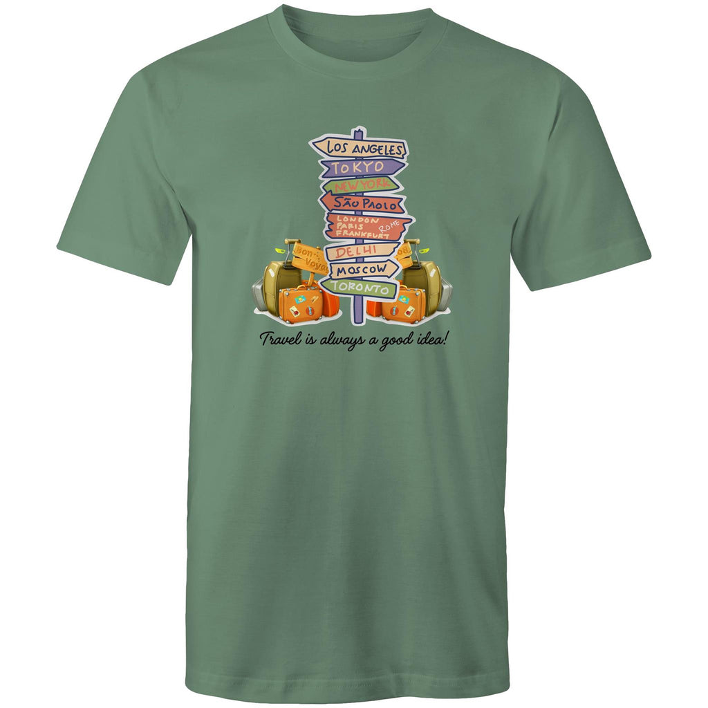 Travel Is Always A Good Idea - Mens T-Shirt Sage Mens T-shirt Printed In Australia