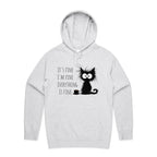 Frazzled Cat, It's Fine, I'm Fine, Everything Is Fine - Mens Hoodie White Marle Mens Hoodie animal Printed In Australia