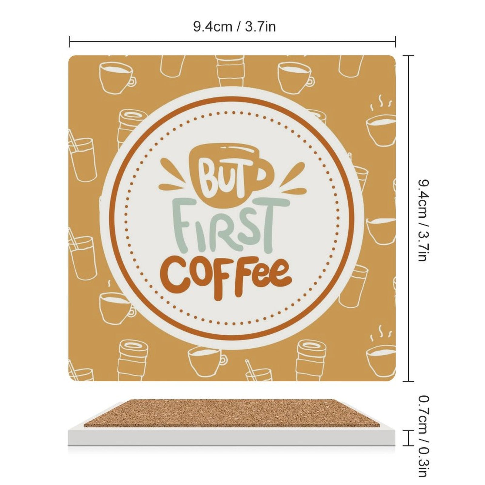 But First, Coffee - Ceramic Coasters (Square) Ceramic Coasters Coffee Printed Offshore