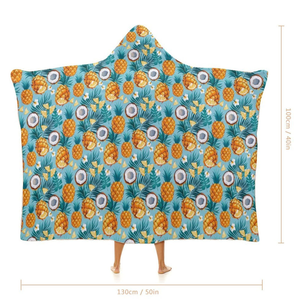 Pineapple Coconut Kids Hooded Blanket 100cm x 130cm