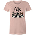 The Cats, Fab Four Crossing Road - Womens T-shirt Pale Pink Womens T-shirt animal Music Printed In Australia