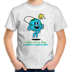 Make Every Day A Happy Earth Day - Kids Youth T-Shirt White Kids Youth T-shirt Environment Printed In Australia