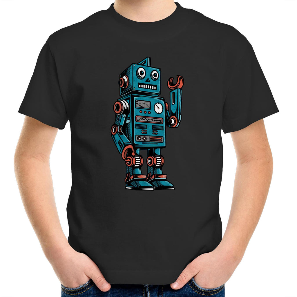 Robot - Kids Youth T-Shirt Black Kids Youth T-shirt Printed In Australia Sci Fi Tech