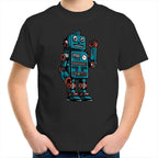 Robot - Kids Youth T-Shirt Black Kids Youth T-shirt Printed In Australia Sci Fi Tech
