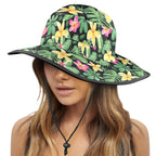 Frangipani Wide Brim Bucket Hat Wide Brim Bucket Hat Plants Printed Offshore