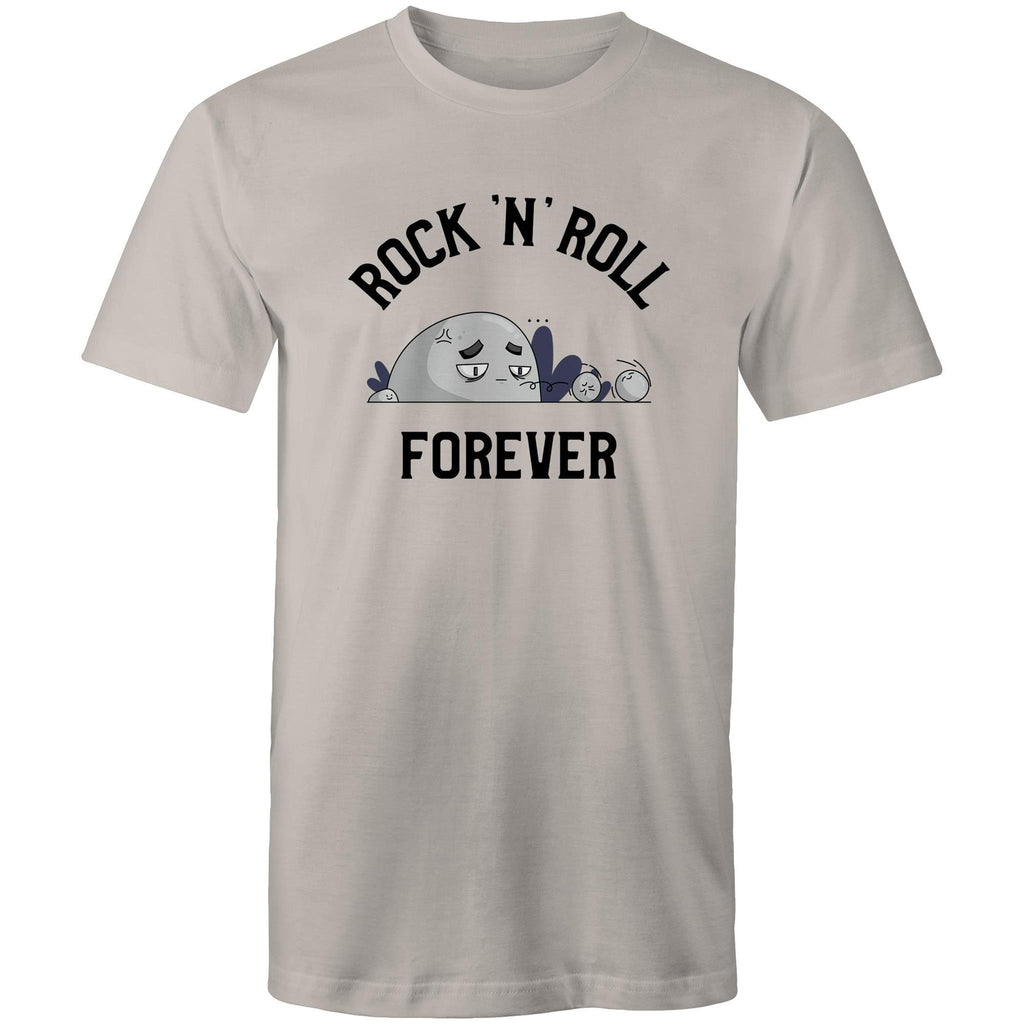 Rock And Roll Forever - Mens T-Shirt Light Grey Mens T-shirt Music Printed In Australia
