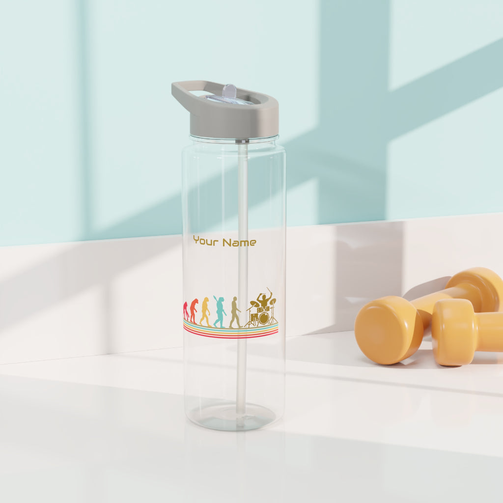 Personalised - Drummer Evolution - Clear Tritan Water Bottle