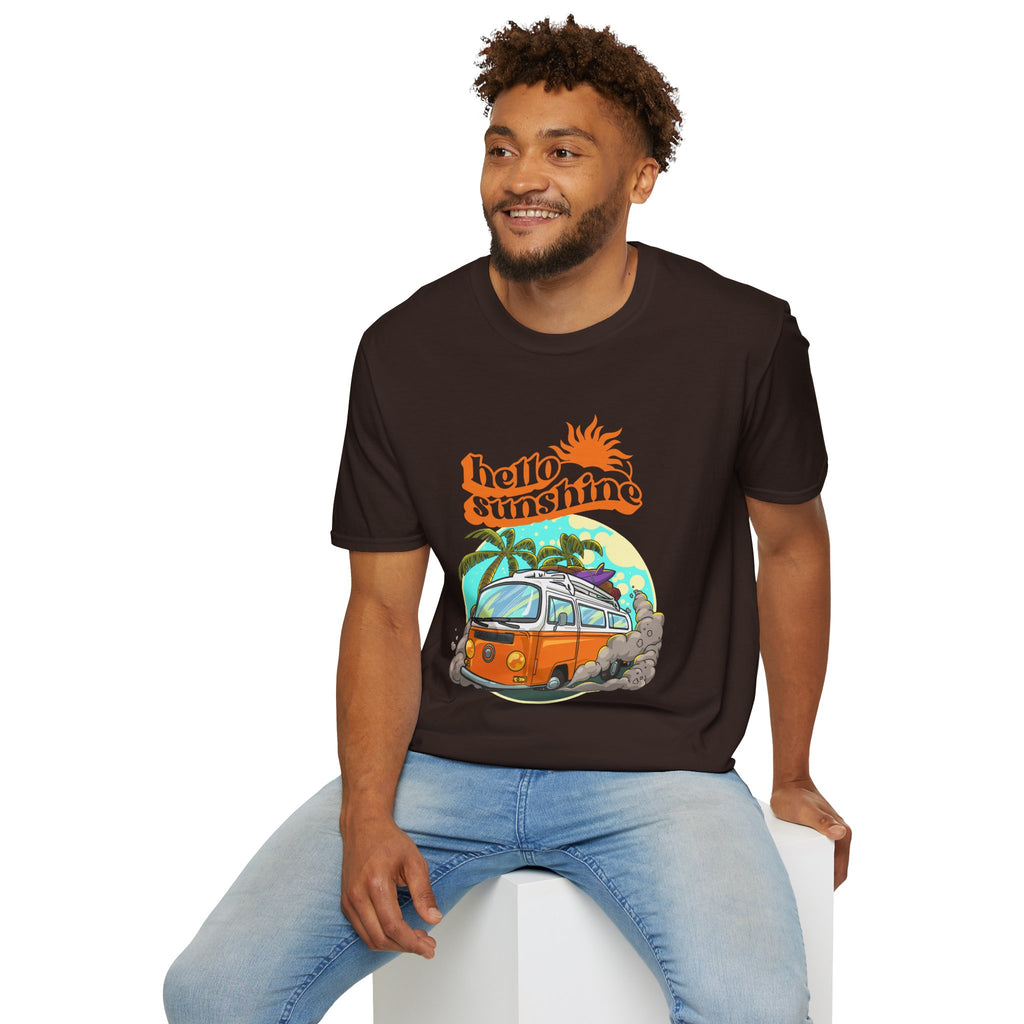 Hello Sunshine, Beach Van - Unisex Softstyle T-Shirt