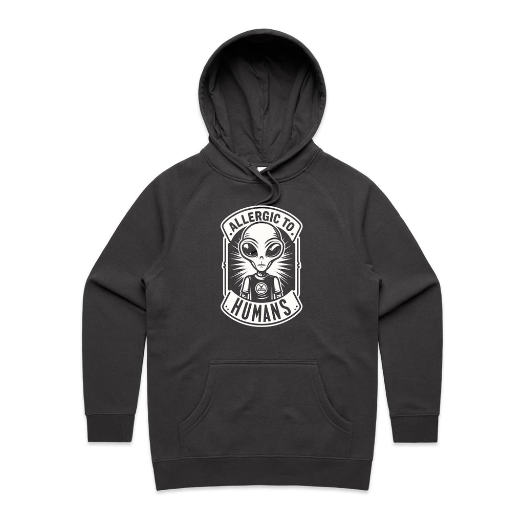 Alien, Allergic To Humans - Womens Hoodie Coal Womens Hoodie Printed In Australia Sci Fi