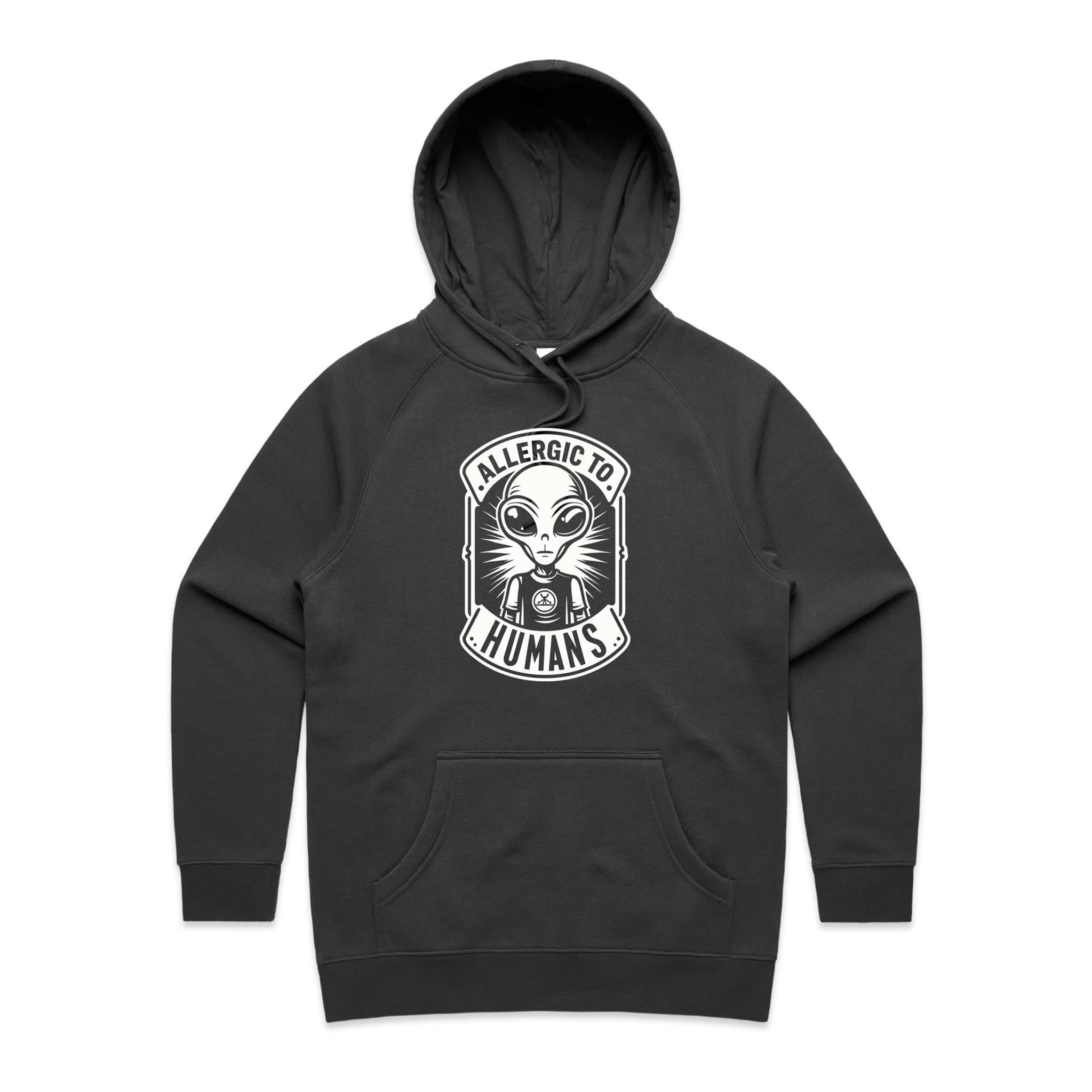 Alien, Allergic To Humans - Womens Hoodie Coal Womens Hoodie Printed In Australia Sci Fi