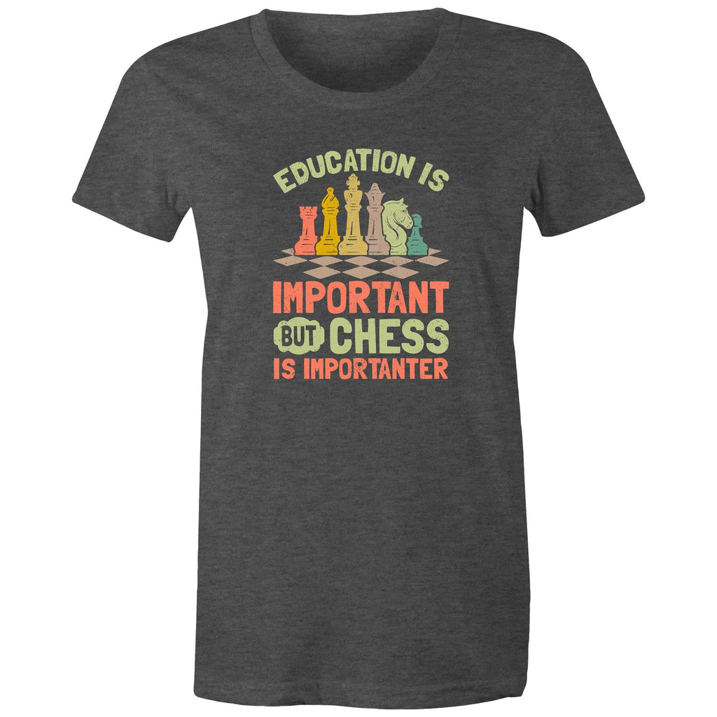 Chess And Education - Womens T-shirt Asphalt Marle Womens T-shirt Chess Games Printed In Australia