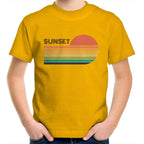 Retro Sunset - Kids Youth T-Shirt Gold Kids Youth T-shirt Printed In Australia Retro