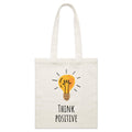 Think Positive, Lightbulb - Parcel Canvas Tote Bag Default Title Small Tote Bag Positivity Printed In Australia
